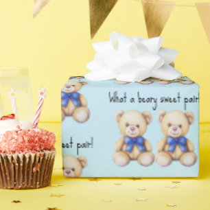 Schattige teddyberen, op maat gemaakte tweeling jo cadeaupapier