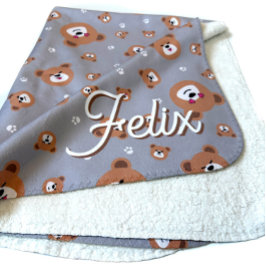 Schattige teddyberenpatroon gepersonaliseerd sherpa deken
