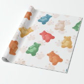 Schattige teddyberenpatroon kleurrijk cadeaupapier (Uitgerold)