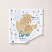 Schattige teeddy Bear Baby Birth Stats Bad Handdoek (Wasdoekje)