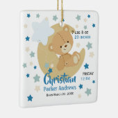 Schattige teeddy Bear Baby Birth Stats Keramisch Ornament (Rechts)
