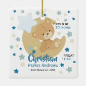 Schattige teeddy Bear Baby Birth Stats Keramisch Ornament (Achterkant)