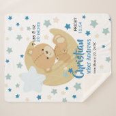 Schattige teeddy Bear Baby Birth Stats Sherpa Deken (Voorkant (horizontaal))