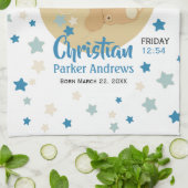 Schattige teeddy Bear Baby Birth Stats Theedoek (Gevouwen)