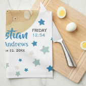 Schattige teeddy Bear Baby Birth Stats Theedoek (Quarter Fold)