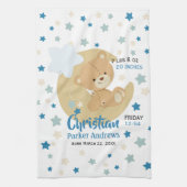 Schattige teeddy Bear Baby Birth Stats Theedoek (Verticaal)