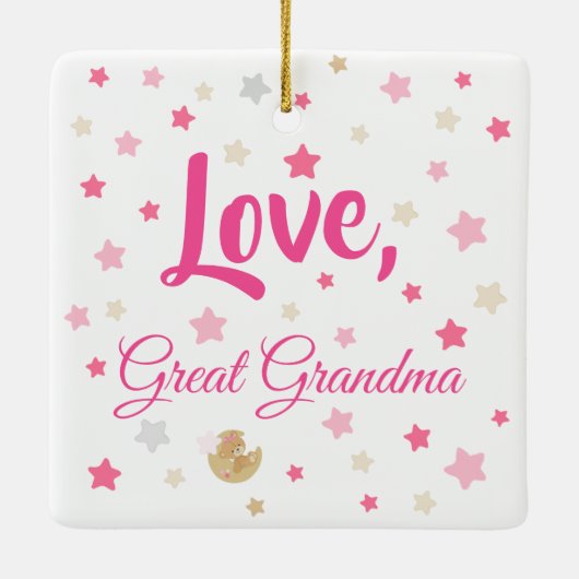 Schattige teeddy Bear Baby Girl Birth Stats Keramisch Ornament (Achterkant)