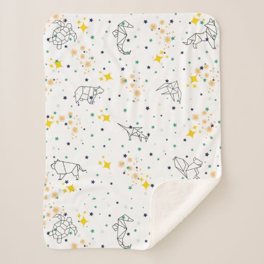 Schattige tekendieren sterren witte kinderen sherpa deken (Voorkant)