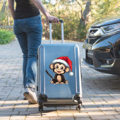 Schattige Tekenfilm Aap met een Kerstman Hoed Sticker (Koffer Insitu)