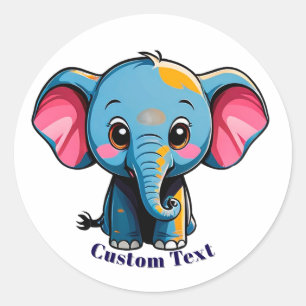 Schattige Tekenfilm Baby Olifant Ronde Sticker