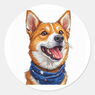 Schattige Tekenfilm Hond Ronde Sticker