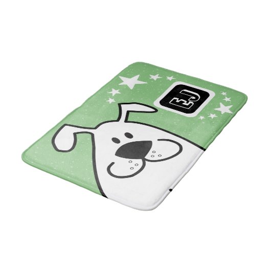 Schattige tekenfilm hondenmonogram badmat (Gekanteld)