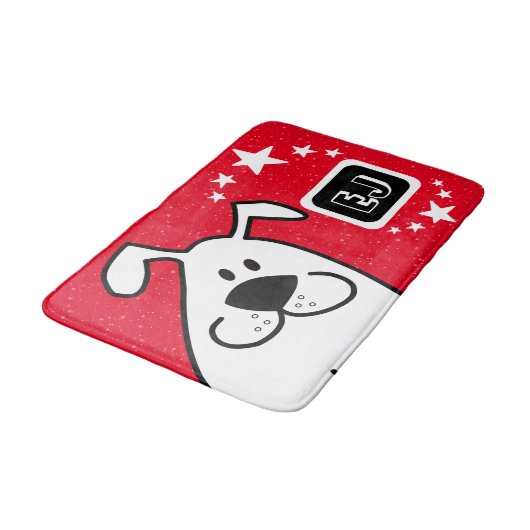 Schattige tekenfilm hondenmonogram badmat (Gekanteld)