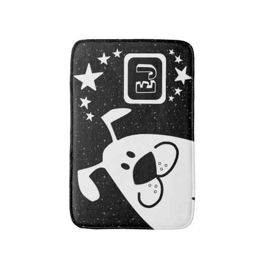 Schattige tekenfilm hondenmonogram badmat (Voorkant Verticaal)