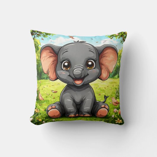 Schattige Tekenfilm Olifant Kussen (Voorkant)