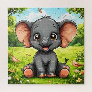 Schattige Tekenfilm Olifant Legpuzzel