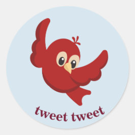 Schattige Tekenfilm Rode Vogel Ronde Sticker