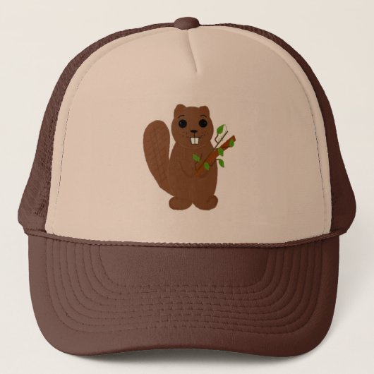 Schattige Tekenfilmbever Trucker Pet (Voorkant)