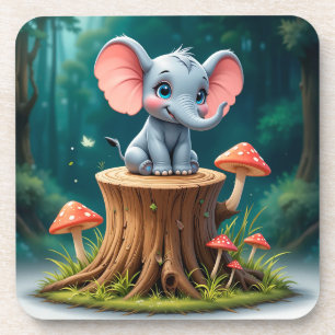 Schattige Tekening Baby Olifant Bier Onderzetter