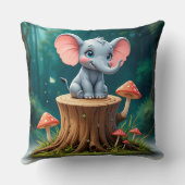 Schattige Tekening Baby Olifant Kussen (Achterkant)