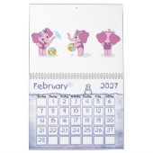 Schattige tekening Leuke dierlijke Kinder illustra Kalender (Feb 2027)