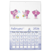Schattige tekening Leuke dierlijke Kinder illustra Kalender (Feb 2026)