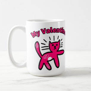 Schattige tekening valentijnsdag kat koffiemok
