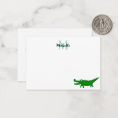 Schattige tekening van een alligator, gevoerd en g notitiekaartje (Voorkant / Achterkant in situ)