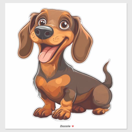 Schattige Tekening Van Teckel Hond Sticker (Vel)