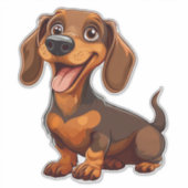 Schattige Tekening Van Teckel Hond Sticker (Voorkant)