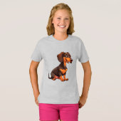 Schattige Tekening Van Teckel Hond T-shirt (Voorkant volledig)
