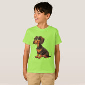 Schattige Tekening Van Teckel Hond T-shirt (Voorkant volledig)