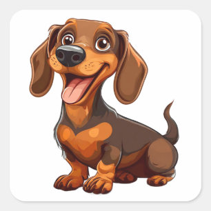 Schattige Tekening Van Teckel Hond Vierkante Sticker