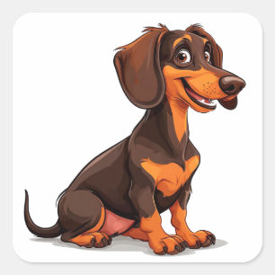 Schattige Tekening Van Teckel Hond Vierkante Sticker