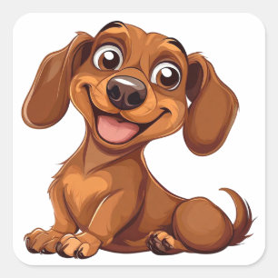 Schattige Tekening Van Teckel Hond Vierkante Sticker