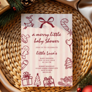 schattige tekening vrolijke kleine kerst baby show kaart