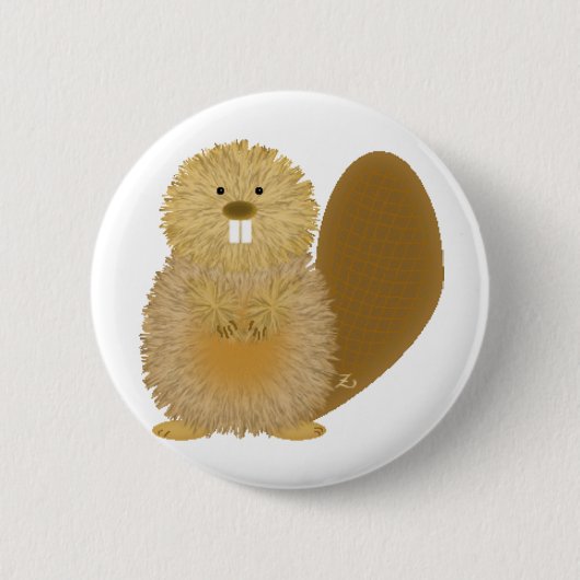 Schattige tekeningen: Beaver Ronde Button 5,7 Cm (Voorkant)