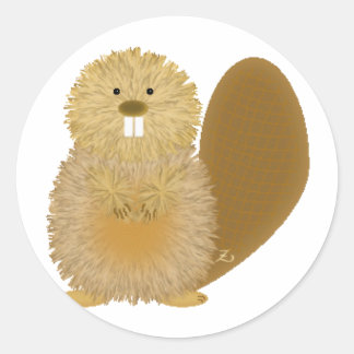 Schattige tekeningen bij dieren: Beaver Ronde Sticker