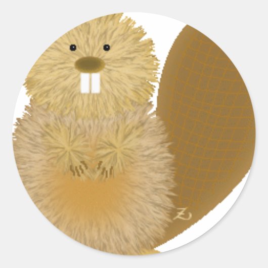 Schattige tekeningen bij dieren: Beaver Ronde Sticker (Voorkant)