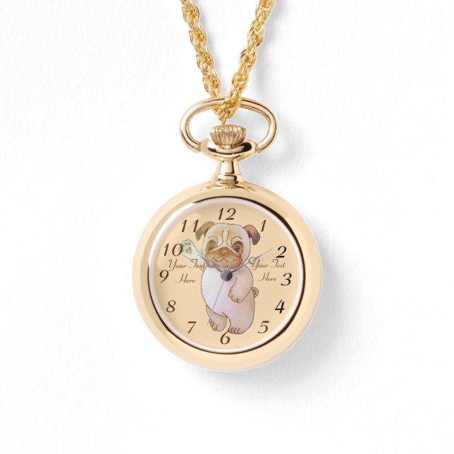 schattige tekentekening van de hond die met een br horloge (Voorkant)