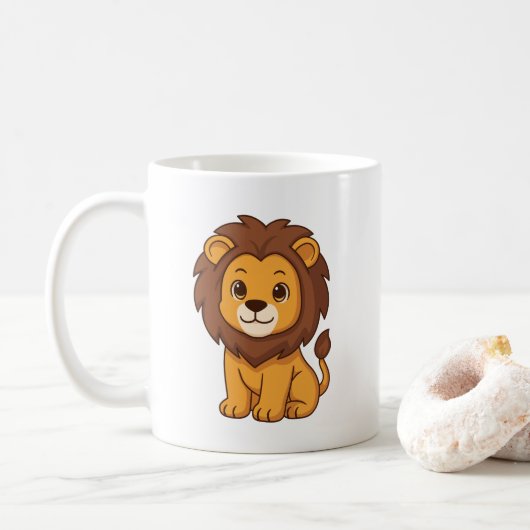 Schattige Tekenteljon Koffiemok (Met donut)