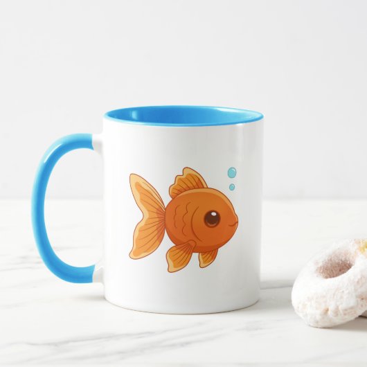 Schattige Tekentrij Goldvis Mok (Met donut)