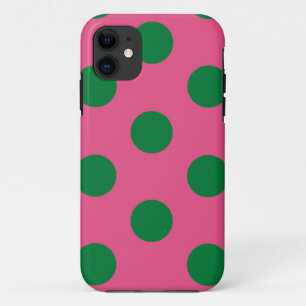 Schattige telefoonhoesje Polka Dot Roze & Groen iPhone 11 Hoesje