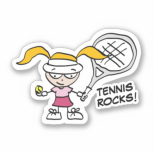 Schattige tennis meisje cartoon aangepaste vinyl s sticker