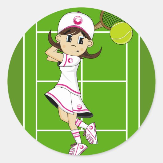 Schattige Tennis Meisje Sticker (Voorkant)