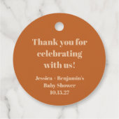 Schattige Terracotta Baby shower Custom Dank u Bedankjes Labels (Achterkant)