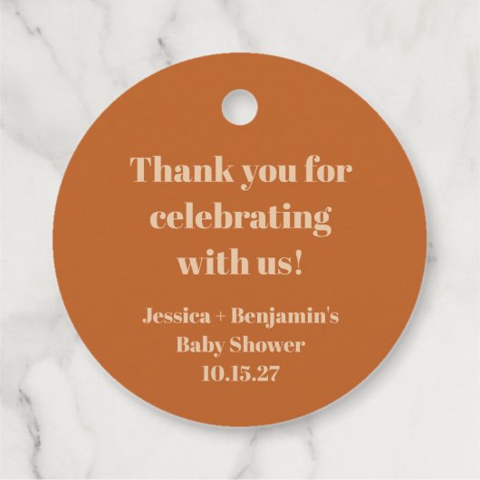 Schattige Terracotta Baby shower Custom Dank u Bedankjes Labels (Achterkant)