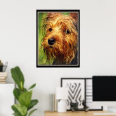 Schattige Terrier Dog met een nat gezicht Poster (Thuiskantoor)