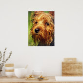 Schattige Terrier Dog met een nat gezicht Poster (Keuken)