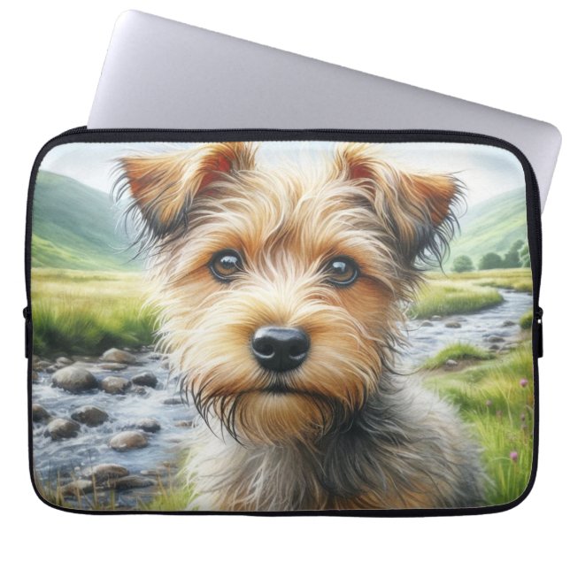 Schattige Terrier in Aquarel Laptop Sleeve (Voorkant)